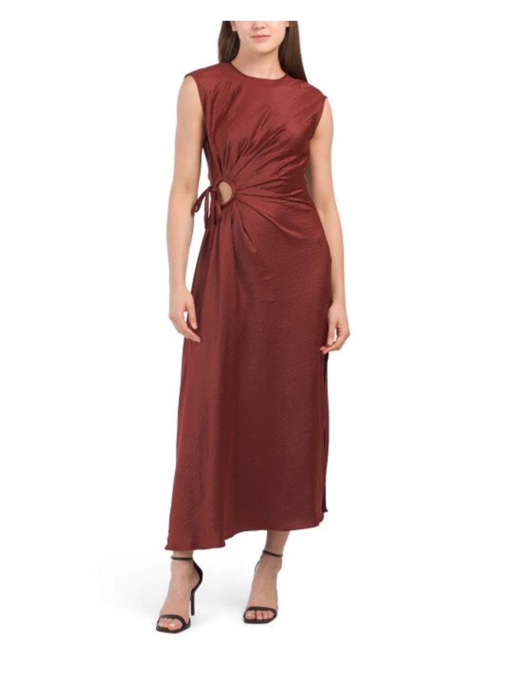 House of Harlow 1960 Dress Large NWT Sleeveless Maxi Slip Dress Rust Burgundy